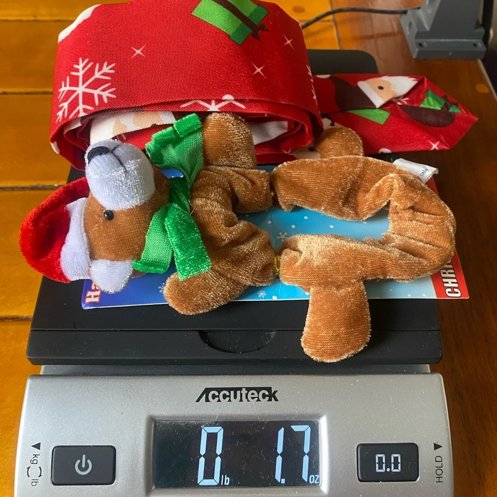 Festive Red Santa Tie and Bear Kids Scrunchie